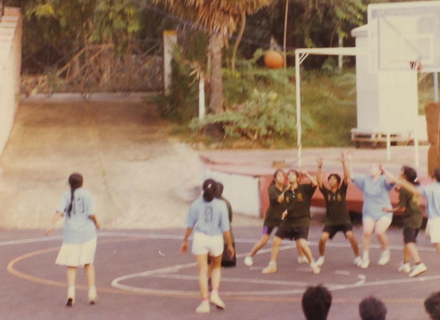 A basketball battle at the Open Air Theatre, 1994