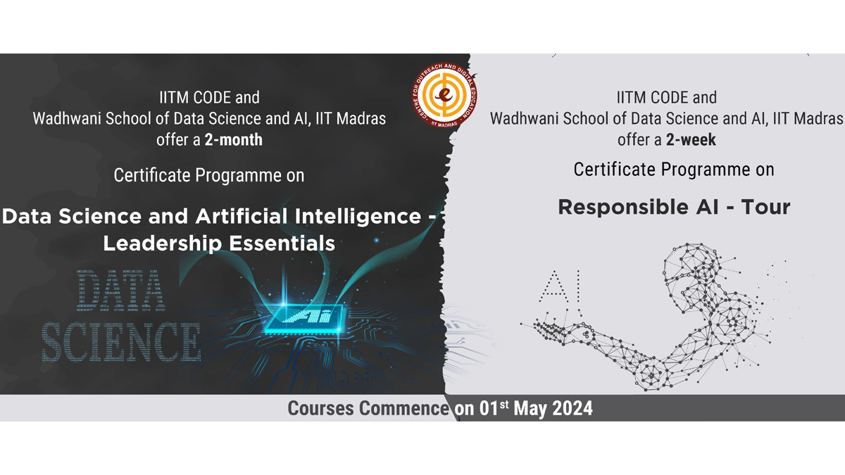 IIT Madras CODE in collaboration with Wadhwani School of Data Science and Artificial Intelligence, IIT Madras launches short-term certificate programs in the AI Domain